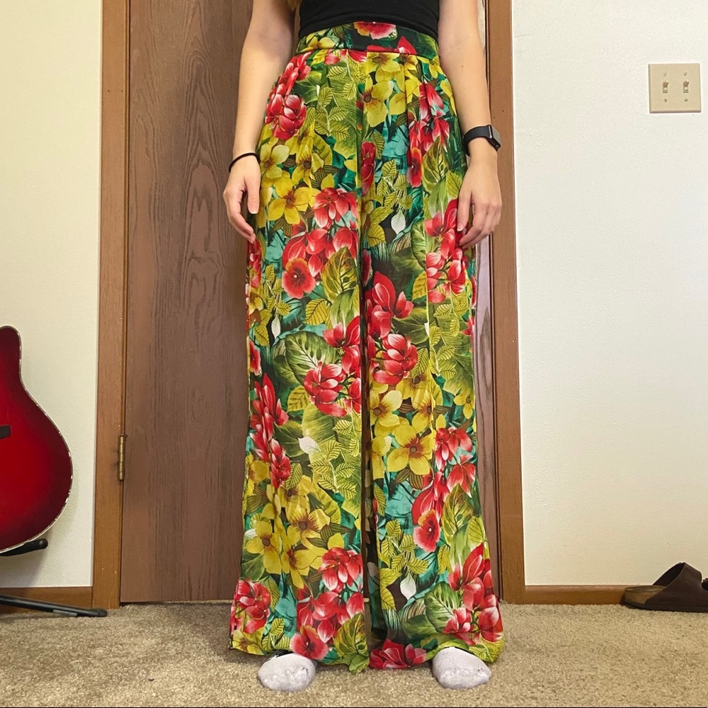 Boho Floral High-Waisted Pants - Picture 1 of 12